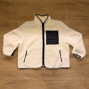 H&M White Fleece Jacket women size large